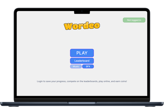 Wordeo homepage on a laptop screen